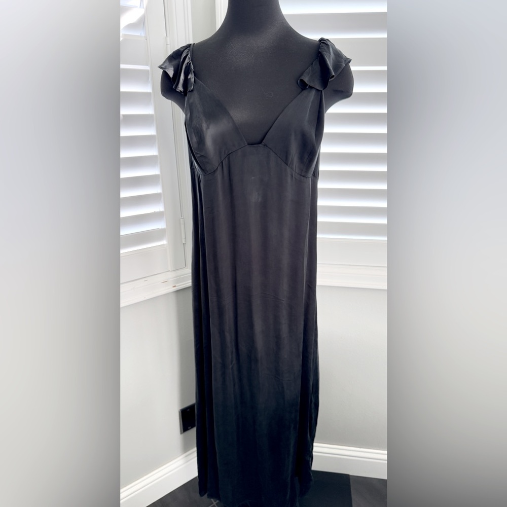 NWT 7 for All Mankind Backless Ruffle Midi Dress-Black Size Large